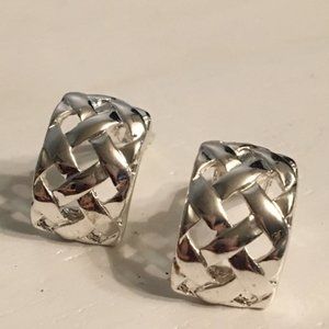 Curved Band in Silver Tone Clip On Earrings